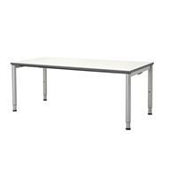 mauser Rechthoekige tafel, voetvorm van ronde buis, h x b = 650 - 850 x 1800 mm, blad wit, onderstel aluminiumkleurig