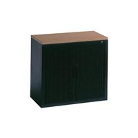 Cp Rollladenschrank mit Horizontal-Jalousie HxBxT 720 x 800 x 420 mm, 1 Fachboden, 1,5 Ordnerhöhen schwarzgrau