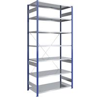 EUROKRAFTpro Magazijn-inhaakstelling, stellingstaander blauw, legbord verzinkt, h x b = 3000 x 1300 mm, basisstelling, diepte 800 mm