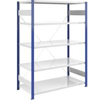 EUROKRAFTpro Magazijn-inhaakstelling, stellingstaander blauw, h x b = 2000 x 1300 mm, legbord lichtgrijs, basisstelling, diepte 800 mm