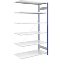 EUROKRAFTpro Magazijn-inhaakstelling, stellingstaander blauw, h x b = 2500 x 1300 mm, legbord lichtgrijs, aanbouwstelling, diepte 800 mm