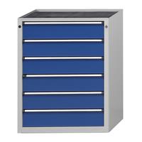 ANKE Schubladenschrank BxT 760 x 675 mm 6 Schubladen, Höhe 980 mm, Front enzianblau