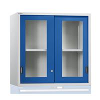 Lista Aufsatzschrank mit Schiebetüren Türen mit Sichtfenster HxBxT 1000 x 1431 x 725 mm, enzianblau