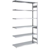 EUROKRAFTpro Magazijn inhaakstelling, verzinkt, h x b = 2500 x 1300 mm, met 6 stalen legborden, aanbouwstelling, vakdraagvermogen 230 kg, diepte 500 mm