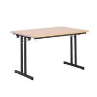 Inklapbare tafel, met extra sterk tafelblad, hoogte 720 mm, 1200 x 800 mm, frame zwart, blad beukenhoutdecor