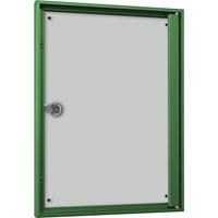 Vitrinekast voor binnen, voor formaat 1 x A4, frame groen