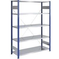 EUROKRAFTpro Magazijn-inhaakstelling, stellingstaander blauw, legbord verzinkt, h x b = 2000 x 1300 mm, basisstelling, diepte 600 mm