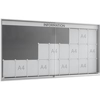 WSM Informatiebord met schuifdeur, 60 mm diep, 9 x 3, aluminium zilverkleurig
