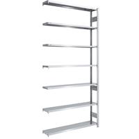 EUROKRAFTpro Magazijn inhaakstelling, verzinkt, h x b = 3000 x 1300 mm, met 7 stalen legborden, aanbouwstelling, vakdraagvermogen 200 kg, diepte 300 mm