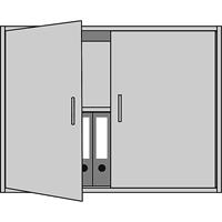 EUROKRAFTpro STATUS - Opzetkast, 1 legbord, vleugeldeuren, aluminiumkleurig / beukenhoutdecor