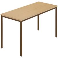 Rechthoekige tafel, ronde buis met coating, b x d = 1200 x 600 mm, naturel beukenhout / bruin