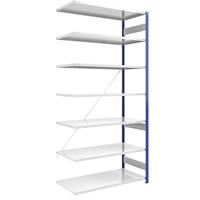 EUROKRAFTpro Magazijn-inhaakstelling, stellingstaander blauw, h x b = 3000 x 1300 mm, legbord lichtgrijs, aanbouwstelling, diepte 800 mm