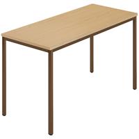 Rechthoekige tafel, vierkante buis met coating, b x d = 1200 x 600 mm, naturel beukenhout / bruin