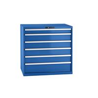 LISTA Ladenkast, plaatstaal, h x b = 1000 x 1023 mm, 6 laden, laadvermogen 75 kg, gentiaanblauw