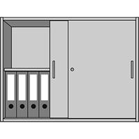 EUROKRAFTpro STATUS - Opzetkast, 1 legbord, schuifdeuren, aluminiumkleurig / beukenhoutdecor