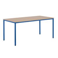 EUROKRAFTbasic Multifunctionele tafel, h x b x d = 720 x 1600 x 800 mm, blad beukenhoutdecor, frame gentiaanblauw