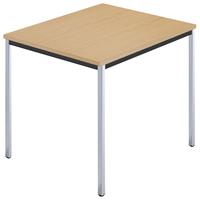 Rechthoekige tafel, met vierkante, verchroomde tafelpoten, b x d = 800 x 800 mm, naturel beukenhout