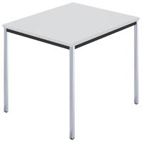 Rechthoekige tafel, met vierkante, verchroomde tafelpoten, b x d = 800 x 800 mm, grijs