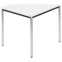 Rechthoekige tafel, met ronde, verchroomde tafelpoten, b x d = 800 x 800 mm, wit