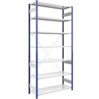 EUROKRAFTpro Magazijn-inhaakstelling, stellingstaander blauw, h x b = 3000 x 1300 mm, legbord lichtgrijs, basisstelling, diepte 600 mm