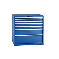 LISTA Ladenkast, plaatstaal, h x b = 1000 x 1023 mm, 7 laden, laadvermogen 75 kg, gentiaanblauw