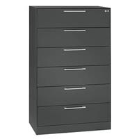 C+P Archiefkast ASISTO, hoogte 1292 mm, met 6 lades, A5 liggend, zwartgrijs/zwartgrijs