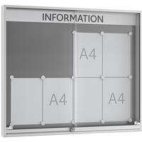 WSM Informatiebord met schuifdeur, 60 mm diep, 4 x 2, aluminium zilverkleurig