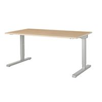 mauser Rechthoekige tafel, C-voet, b x d = 1600 x 800 mm, blad ahornhoutdecor, onderstel aluminiumkleurig