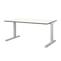 mauser Rechthoekige tafel, C-voet, b x d = 1600 x 800 mm, blad wit, onderstel aluminiumkleurig