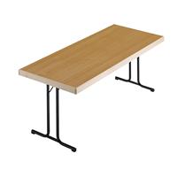 Inklapbare tafel, dubbel T-voetframe, 1500 x 800 mm, frame antraciet, blad beukenhoutdecor