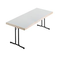 Inklapbare tafel, dubbel T-voetframe, 1500 x 800 mm, onderstel antraciet, tafelblad lichtgrijs