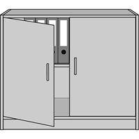 EUROKRAFTpro STATUS - Kantoorkast, met vleugeldeuren, 1 legbord, aluminiumkleurig / beukenhoutdecor