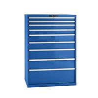 LISTA Ladenkast, plaatstaal, h x b = 1450 x 1023 mm, 9 laden, laadvermogen 75 kg, gentiaanblauw