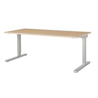 mauser Rechthoekige tafel, C-voet, b x d = 1800 x 800 mm, blad ahornhoutdecor, onderstel aluminiumkleurig