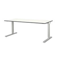 mauser Rechthoekige tafel, C-voet, b x d = 1800 x 800 mm, blad wit, onderstel aluminiumkleurig