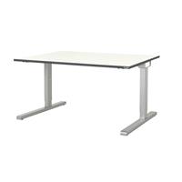 mauser Rechthoekige tafel, C-voet, b x d = 1600 x 900 mm, blad wit, onderstel aluminiumkleurig