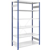 EUROKRAFTpro Magazijn-inhaakstelling, stellingstaander blauw, h x b = 2500 x 1300 mm, legbord lichtgrijs, basisstelling, diepte 800 mm