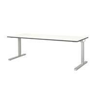 mauser Rechthoekige tafel, C-voet, b x d = 2000 x 800 mm, blad wit, onderstel aluminiumkleurig
