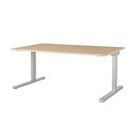 mauser Rechthoekige tafel, C-voet, b x d = 1800 x 900 mm, blad ahornhoutdecor, onderstel aluminiumkleurig