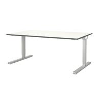mauser Rechthoekige tafel, C-voet, b x d = 1800 x 900 mm, blad wit, onderstel aluminiumkleurig