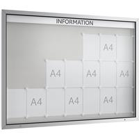 Informatiebord WSM, Horizontaal formaat, B 1600 x D 70 x H 1200 mm, voor binnen en buiten, afsluitbaar, incl. 10 magneten & tekstlijst,