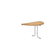 Aanbouwtafel bij inklapbare tafel, bladvorm halve cirkel, 1400 x 700 mm, frame aluminiumkleurig, blad beukenhoutdecor