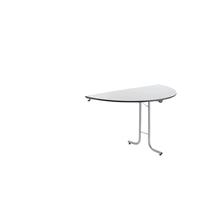 Aanbouwtafel bij inklapbare tafel, bladvorm halve cirkel, 1400 x 700 mm, frame aluminiumkleurig, blad lichtgrijs