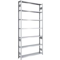 EUROKRAFTpro Magazijn inhaakstelling, verzinkt, h x b = 3000 x 1300 mm, met 7 stalen legborden, basisstelling, vakdraagvermogen 200 kg, diepte 300 mm