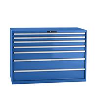 LISTA Ladenkast, plaatstaal, h x b = 1000 x 1431 mm, 7 laden, laadvermogen 75 kg, gentiaanblauw