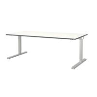 mauser Rechthoekige tafel, C-voet, b x d = 2000 x 900 mm, blad wit, onderstel aluminiumkleurig