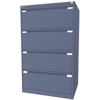 BISLEY Hangmappenkast, 2-baans, 4 laden, A4, blauw