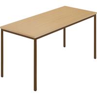 Rechthoekige tafel, ronde buis met coating, b x d = 1400 x 700 mm, naturel beukenhout / bruin