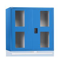 Lista Aufsatzschrank mit Flügeltüren mit Sichtfenster-Türen HxBxT 1000 x 1023 x 725 mm, lichtblau
