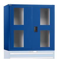 Lista Aufsatzschrank mit Flügeltüren mit Sichtfenster-Türen HxBxT 1000 x 1023 x 725 mm, enzianblau